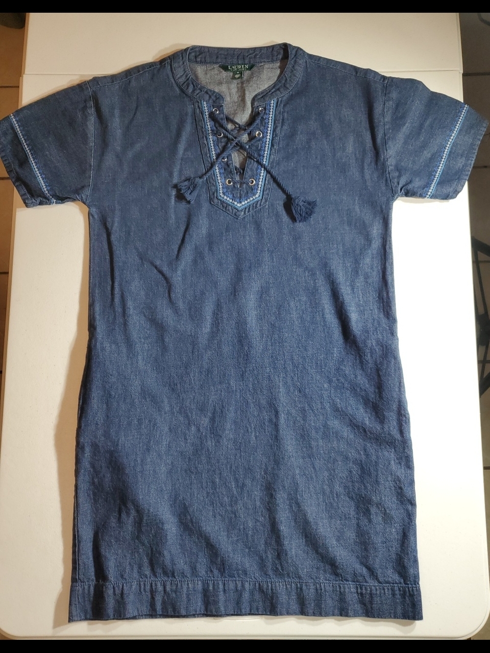 Lauren Ralph Lauren Boho Lace-Up Denim Shift Dress